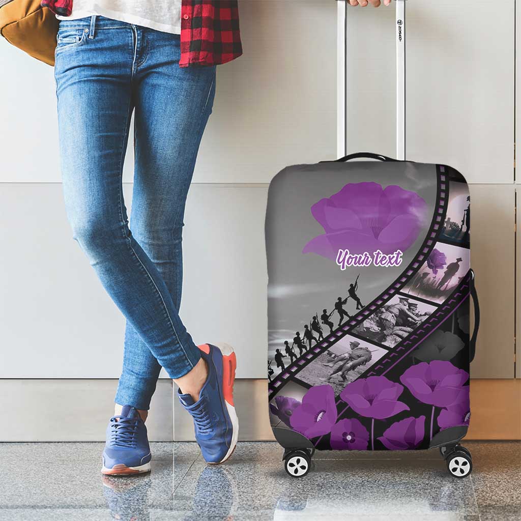 Personalised Remembering ANZAC Lest We Forget Luggage Cover Vintage Film Frame Memorial Purple Poppy LT9 - Polynesian Pride