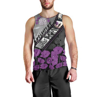 Personalised Remembering ANZAC Lest We Forget Men Tank Top Vintage Film Frame Memorial Purple Poppy LT9 - Polynesian Pride