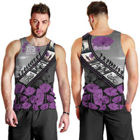 Personalised Remembering ANZAC Lest We Forget Men Tank Top Vintage Film Frame Memorial Purple Poppy LT9 - Polynesian Pride
