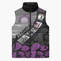 Personalised Remembering ANZAC Lest We Forget Sleeveless Puffer Jacket Vintage Film Frame Memorial Purple Poppy