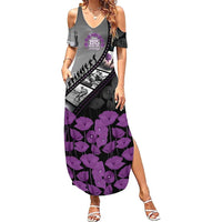 Personalised Remembering ANZAC Lest We Forget Summer Maxi Dress Vintage Film Frame Memorial Purple Poppy LT9 Women Purple - Polynesian Pride