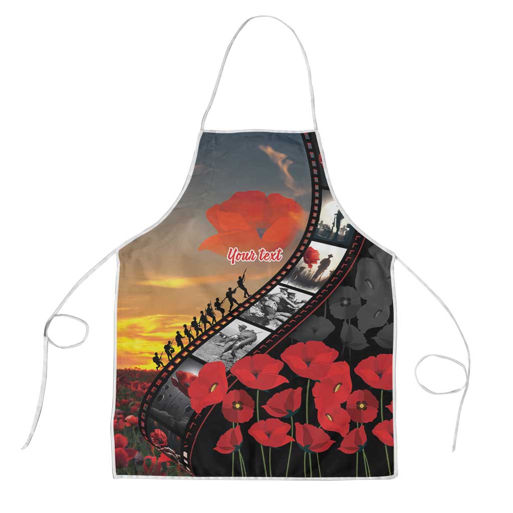 Personalised Remembering ANZAC Lest We Forget Apron Vintage Film Frame Memorial Red Poppy