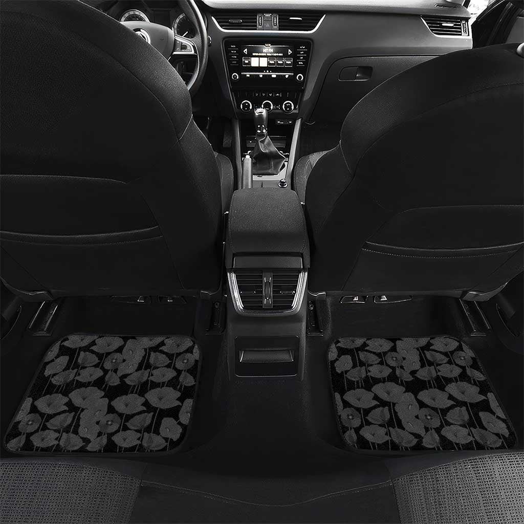 Personalised Remembering ANZAC Lest We Forget Car Mats Vintage Film Frame Memorial Red Poppy LT9 Set 2pcs - Back Red - Polynesian Pride