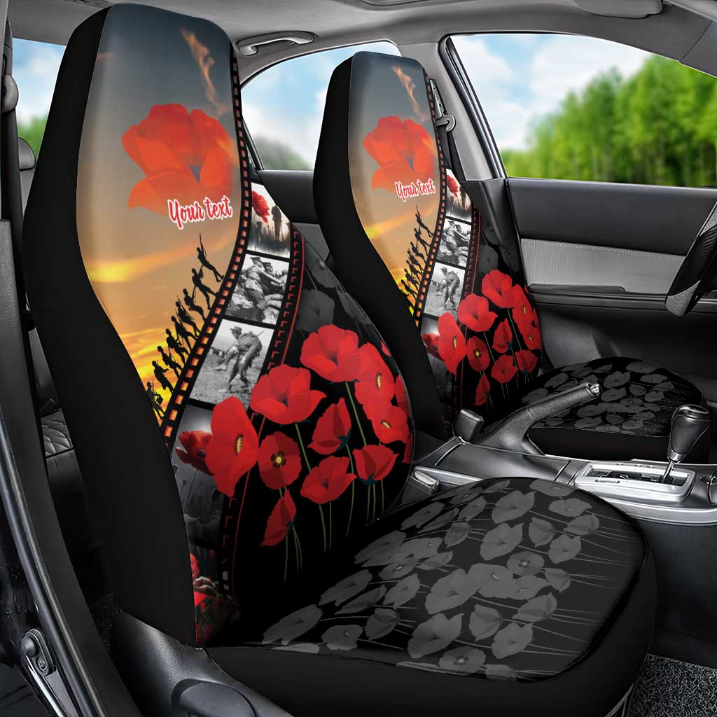 Personalised Remembering ANZAC Lest We Forget Car Seat Cover Vintage Film Frame Memorial Red Poppy LT9 - Polynesian Pride