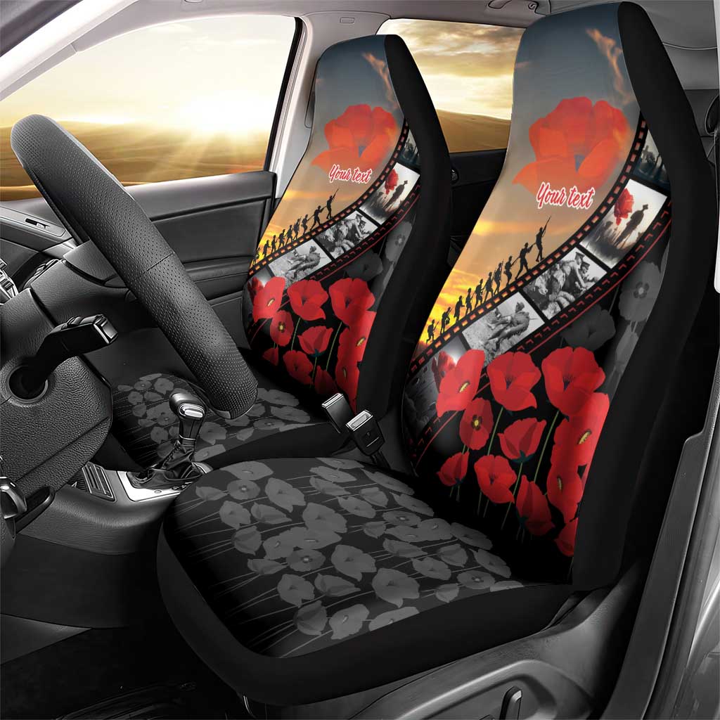 Personalised Remembering ANZAC Lest We Forget Car Seat Cover Vintage Film Frame Memorial Red Poppy LT9 - Polynesian Pride