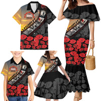 Personalised Remembering ANZAC Lest We Forget Family Matching Mermaid Dress and Hawaiian Shirt Vintage Film Frame Memorial Red Poppy