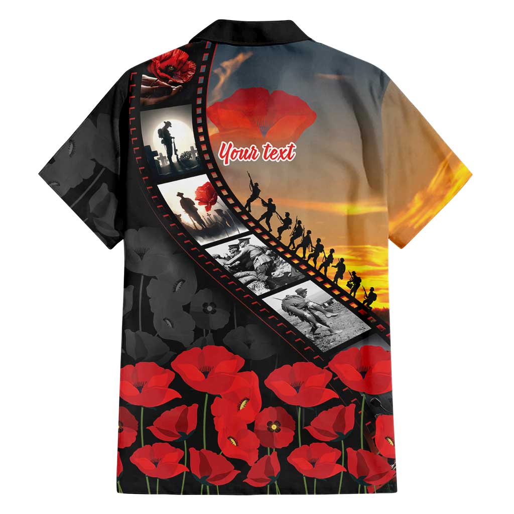 Personalised Remembering ANZAC Lest We Forget Family Matching Mermaid Dress and Hawaiian Shirt Vintage Film Frame Memorial Red Poppy