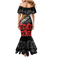 Personalised Remembering ANZAC Lest We Forget Family Matching Mermaid Dress and Hawaiian Shirt Vintage Film Frame Memorial Red Poppy