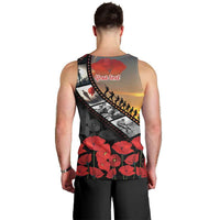 Personalised Remembering ANZAC Lest We Forget Men Tank Top Vintage Film Frame Memorial Red Poppy LT9 - Polynesian Pride