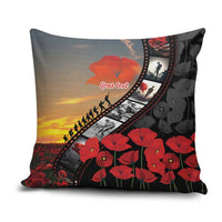 Personalised Remembering ANZAC Lest We Forget Pillow Cover Vintage Film Frame Memorial Red Poppy