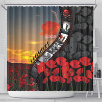 Personalised Remembering ANZAC Lest We Forget Shower Curtain Vintage Film Frame Memorial Red Poppy