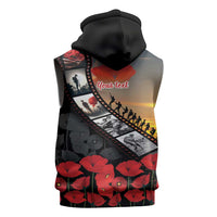 Personalised Remembering ANZAC Lest We Forget Sleeveless Hoodie Vintage Film Frame Memorial Red Poppy LT9 - Polynesian Pride