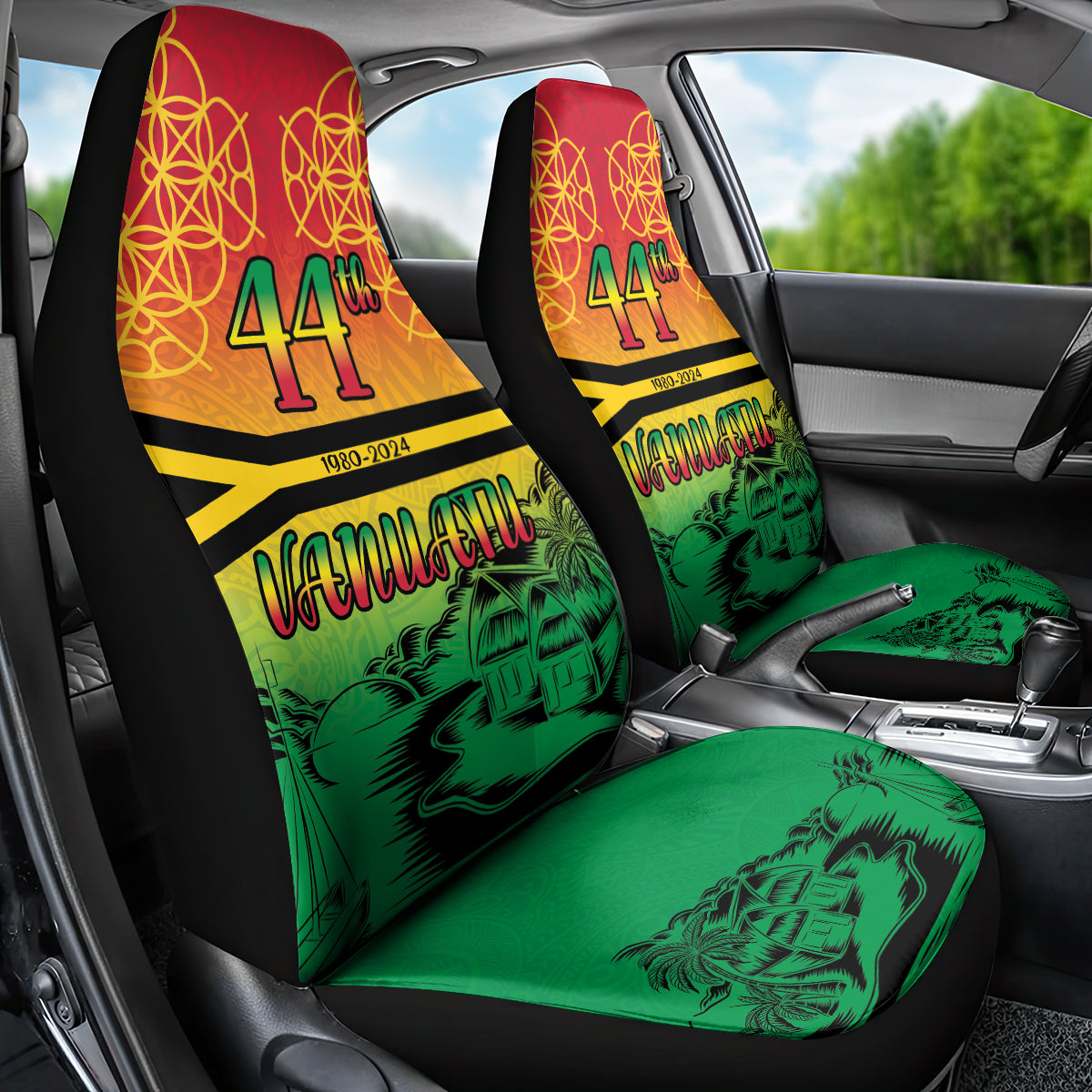 Hapi 44th Indipendens Dei Vanuatu Car Seat Cover Yumi 1980 with Vanuatuan Beach Landscape
