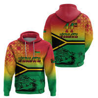 Hapi 44th Indipendens Dei Vanuatu Hoodie Yumi 1980 with Vanuatuan Beach Landscape