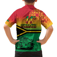Hapi 44th Indipendens Dei Vanuatu Kid Hawaiian Shirt Yumi 1980 with Vanuatuan Beach Landscape LT9 - Polynesian Pride