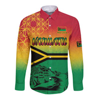 Hapi 44th Indipendens Dei Vanuatu Long Sleeve Button Shirt Yumi 1980 with Vanuatuan Beach Landscape