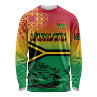 Hapi 44th Indipendens Dei Vanuatu Long Sleeve Shirt Yumi 1980 with Vanuatuan Beach Landscape LT9 Unisex Reggae - Polynesian Pride