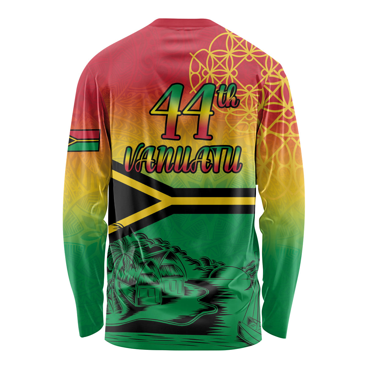 Hapi 44th Indipendens Dei Vanuatu Long Sleeve Shirt Yumi 1980 with Vanuatuan Beach Landscape LT9 - Polynesian Pride