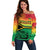 Hapi 44th Indipendens Dei Vanuatu Off Shoulder Sweater Yumi 1980 with Vanuatuan Beach Landscape