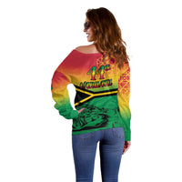 Hapi 44th Indipendens Dei Vanuatu Off Shoulder Sweater Yumi 1980 with Vanuatuan Beach Landscape