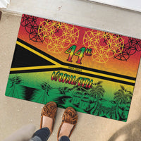 Hapi 44th Indipendens Dei Vanuatu Rubber Doormat Yumi 1980 with Vanuatuan Beach Landscape