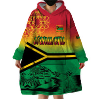 Hapi 44th Indipendens Dei Vanuatu Wearable Blanket Hoodie Yumi 1980 with Vanuatuan Beach Landscape
