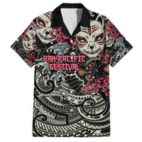 Personalized Japanese Kitsune Mask Family Matching Tank Maxi Dress and Hawaiian Shirt With Polynesian Arty Style
