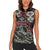 Personalized Japanese Kitsune Mask Women Sleeveless Polo Shirt With Polynesian Arty Style