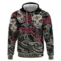 Personalized Japanese Kitsune Mask Zip Hoodie With Polynesian Arty Style