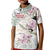 Personalized Japanese Shirasagi Bird Kid Polo Shirt Sakura and Hibiscus Polynesian Pattern