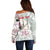 Personalized Japanese Shirasagi Bird Off Shoulder Sweater Sakura and Hibiscus Polynesian Pattern