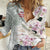 Personalized Japanese Shirasagi Bird Women Casual Shirt Sakura and Hibiscus Polynesian Pattern