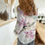 Personalized Japanese Shirasagi Bird Women Casual Shirt Sakura and Hibiscus Polynesian Pattern