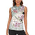 Personalized Japanese Shirasagi Bird Women Sleeveless Polo Shirt Sakura and Hibiscus Polynesian Pattern