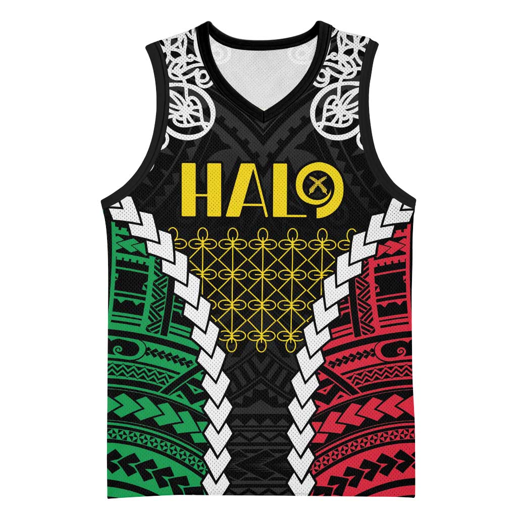 Halo Vanuatu Pride Basketball Jersey Vanuatuan Sand Drawing Pattern - Polynesian Pride