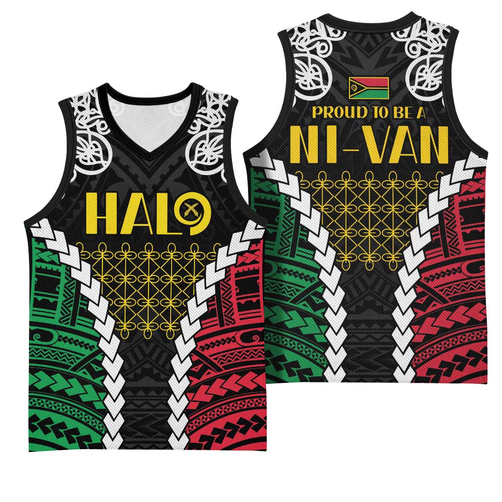 Halo Vanuatu Pride Basketball Jersey Vanuatuan Sand Drawing Pattern - Polynesian Pride