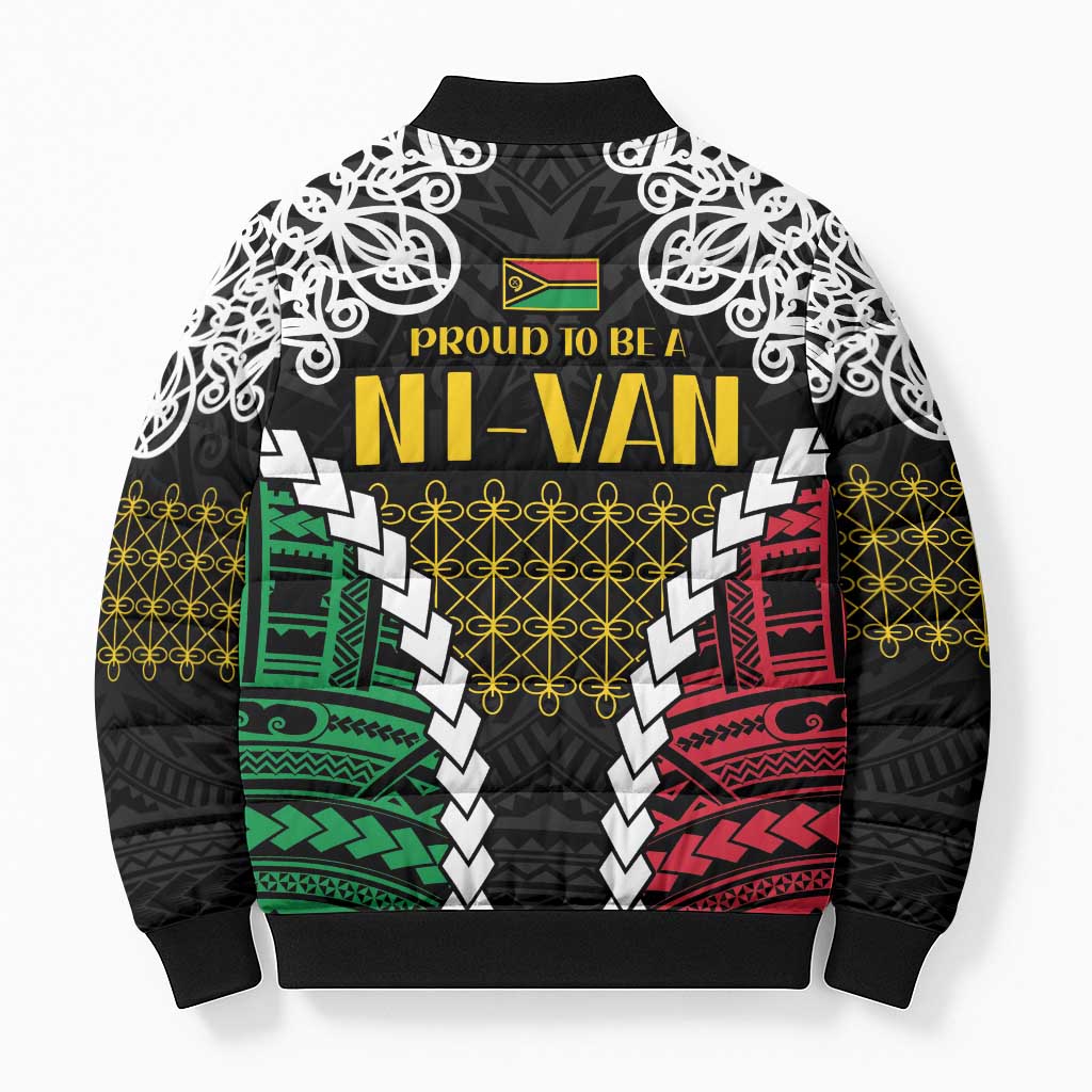 Halo Vanuatu Pride Bomber Puffer Jacket Vanuatuan Sand Drawing Pattern - Polynesian Pride