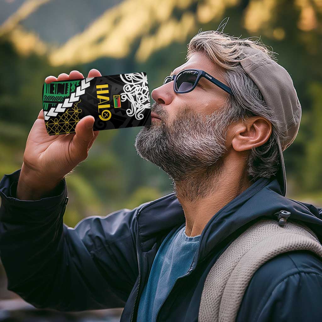 Halo Vanuatu Pride 4 in 1 Can Cooler Tumbler Vanuatuan Sand Drawing Pattern