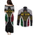 Halo Vanuatu Pride Couples Matching Puletasi and Long Sleeve Button Shirt Vanuatuan Sand Drawing Pattern