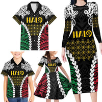 Halo Vanuatu Pride Family Matching Long Sleeve Bodycon Dress and Hawaiian Shirt Vanuatuan Sand Drawing Pattern