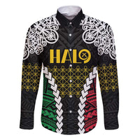 Halo Vanuatu Pride Family Matching Long Sleeve Bodycon Dress and Hawaiian Shirt Vanuatuan Sand Drawing Pattern