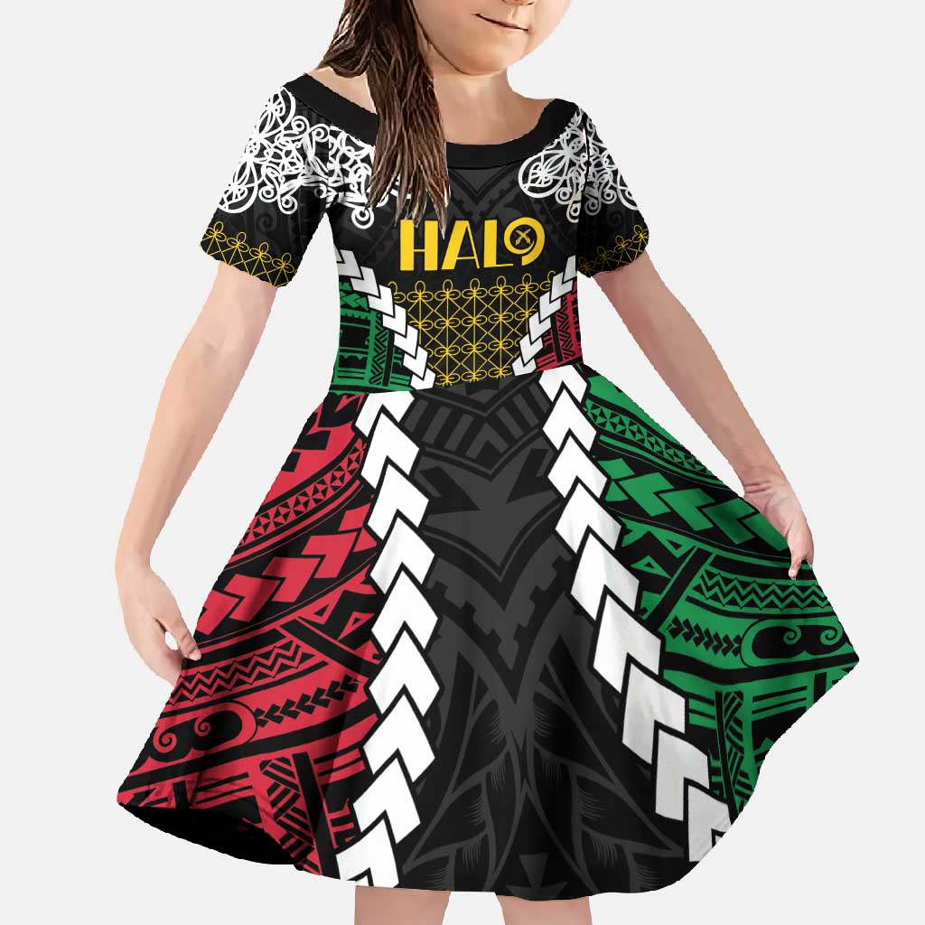 Halo Vanuatu Pride Family Matching Summer Maxi Dress and Hawaiian Shirt Vanuatuan Sand Drawing Pattern