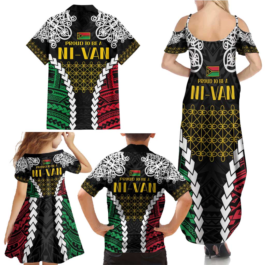Halo Vanuatu Pride Family Matching Summer Maxi Dress and Hawaiian Shirt Vanuatuan Sand Drawing Pattern