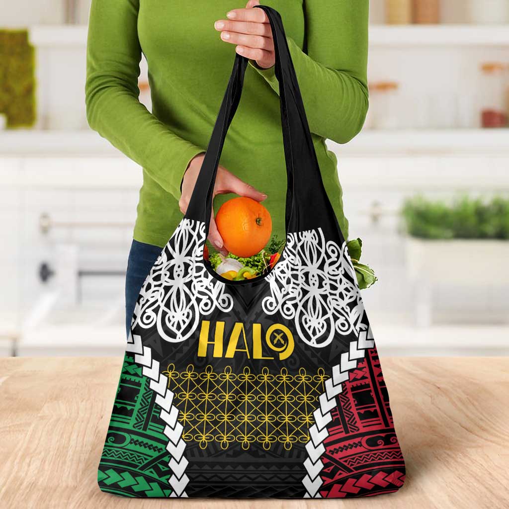 Halo Vanuatu Pride Grocery Bag Vanuatuan Sand Drawing Pattern