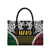 Halo Vanuatu Pride Leather Bag Vanuatuan Sand Drawing Pattern - Polynesian Pride