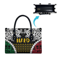 Halo Vanuatu Pride Leather Bag Vanuatuan Sand Drawing Pattern - Polynesian Pride