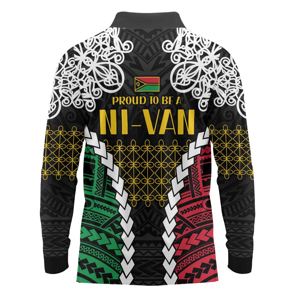 Halo Vanuatu Pride Long Sleeve Polo Shirt Vanuatuan Sand Drawing Pattern