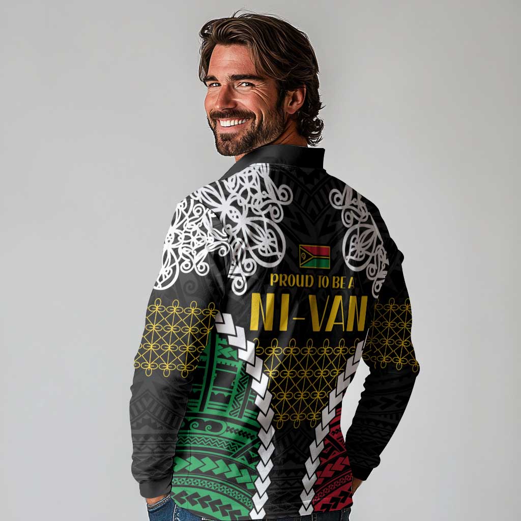 Halo Vanuatu Pride Long Sleeve Polo Shirt Vanuatuan Sand Drawing Pattern