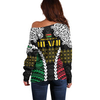 Halo Vanuatu Pride Off Shoulder Sweater Vanuatuan Sand Drawing Pattern