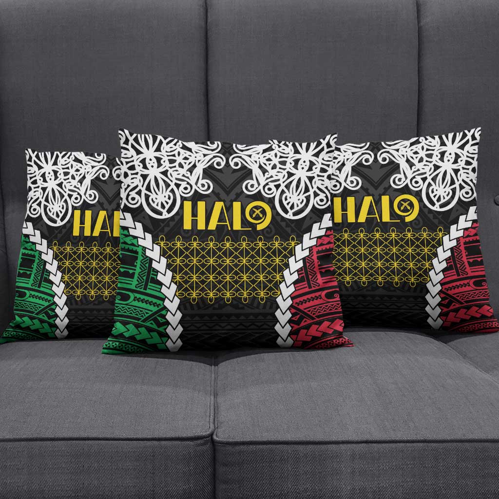 Halo Vanuatu Pride Pillow Cover Vanuatuan Sand Drawing Pattern - Polynesian Pride